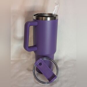 Dark Purple Insulated Travel Tumbler with Lid and Straw